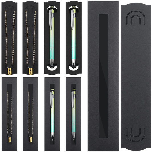 Chivao 40 Sets Epoxy Pen Box and Inserts, Gift Box Display Card Kit, Partners to Glitter Pen, Packaging Bags with Clear Window for Craft Gift Wrapping Supplies Starter(Black)