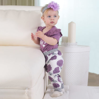 Renotemy Infant Girl Clothes Newborn Outfits Short Sleeve Romper Pants Set 0-3 Months Baby Girl Clothes Outfit Sets
