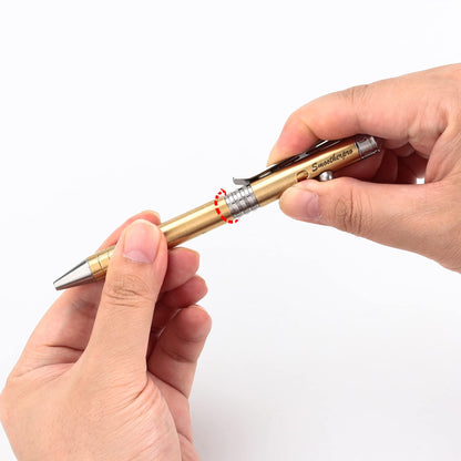 SMOOTHERPRO Solid Brass Bolt Action Pen Shorty Size Compatible with Parker Refill Stainless Steel Clip Medium Weight for Tremor Parkinson Arthritic Signature and Gift (SPR138)