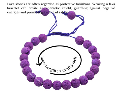Amazing Gemstone Purple Lava Bracelet, Gifts For Men & Women - Protection Healing Crystal Bracelet - 8mm Gemstone Beaded Adjustable Bracelet, Pulseras Para Hombres Mujer Stocking Stuffers
