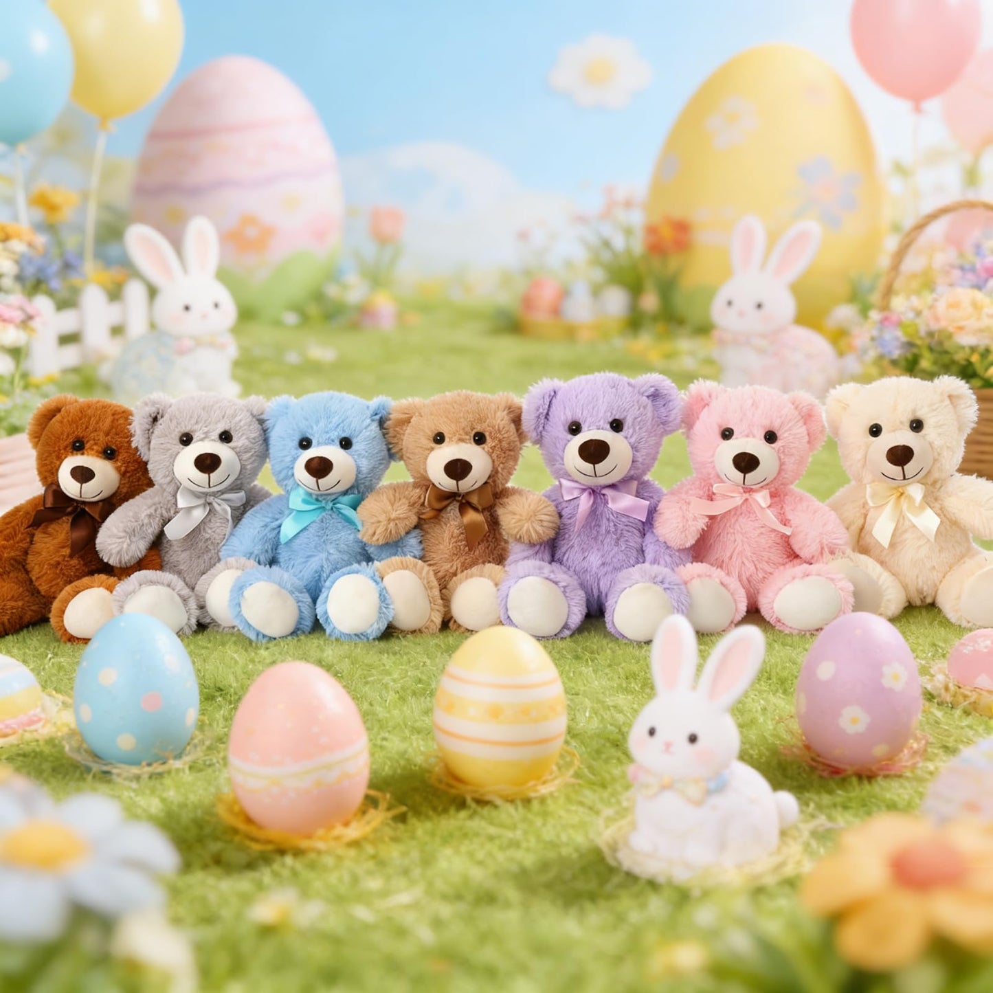 MorisMos Bulk Teddy Bear Stuffed Animals Plush Toys for Kids, 14 inch Teddy Bear for Baby Shower Centerpiece Decorations, 7-Pack Small Stuffed Animal Wholesale Gifts for Birthday Christmas Valentines