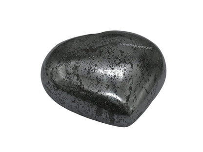 Amazing Gemstone Hematite Crystal Heart Palm Stone - Pocket Massage Worry Stone for Natural Body Chakra Balancing, Reiki Healing and Crystal Grid