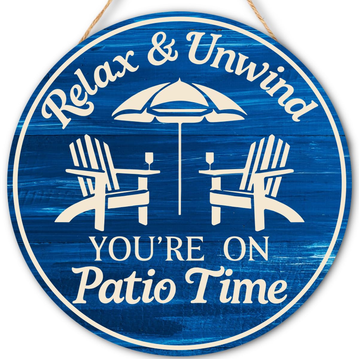 Patio Wood Hanging Sign for Front Porch, Relax Unwind You're On Patio Time Wall Decor Sign for Home Bar