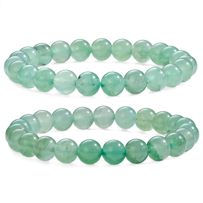 Bivei Natural Gemstone Semi Precious Healing Crystals Handmade Stretchy Round Beads Bracelet, Enhance Positive Energy,Stocking Stuffers for Women(Green Aventurine (Growth)(Large))