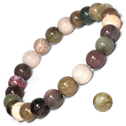 DAZCOLO 8mm Natural Gemstone Stretch Bracelet, Handmade Unisex Crystal Bracelets for Meditation, Yoga, Spiritual Healing & Positive Energy (Indian Agate)