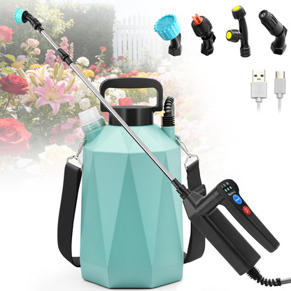 1.35 Gallon Battery Powered Sprayer, Electric Garden Sprayer with 3 Adjustable Pressures, Battery Indicator, Telescopic Wand, 4 Nozzles, Rechargeable Automatic Pump Sprayer for Lawn, Weed, Yard Care