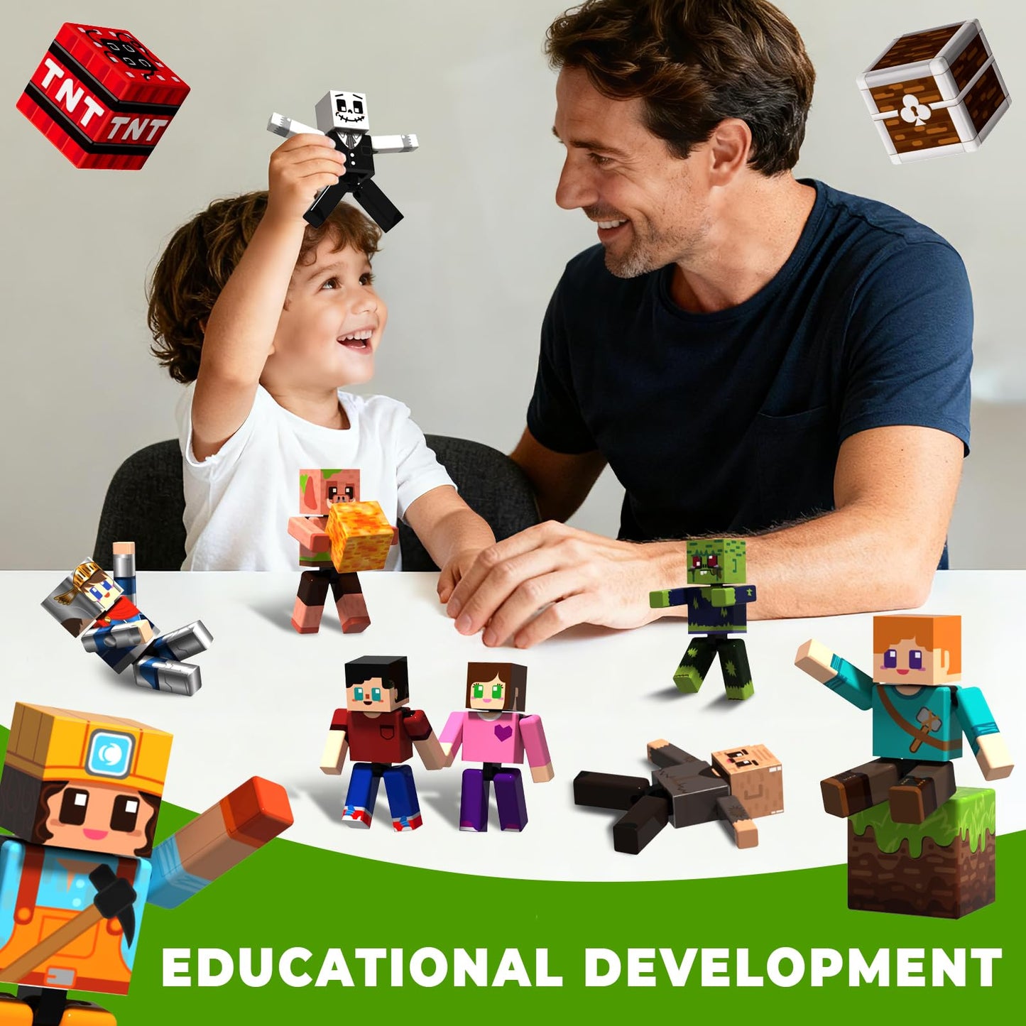 Magneverse 20 Pcs Magnetic Action Figures Playset - Magnetic Building Blocks, Magnet Cubes and Rotatable Figures Character Toys for Kids, Birthday Gift for 6+ Year Old Boys Girls (Patent Pending)