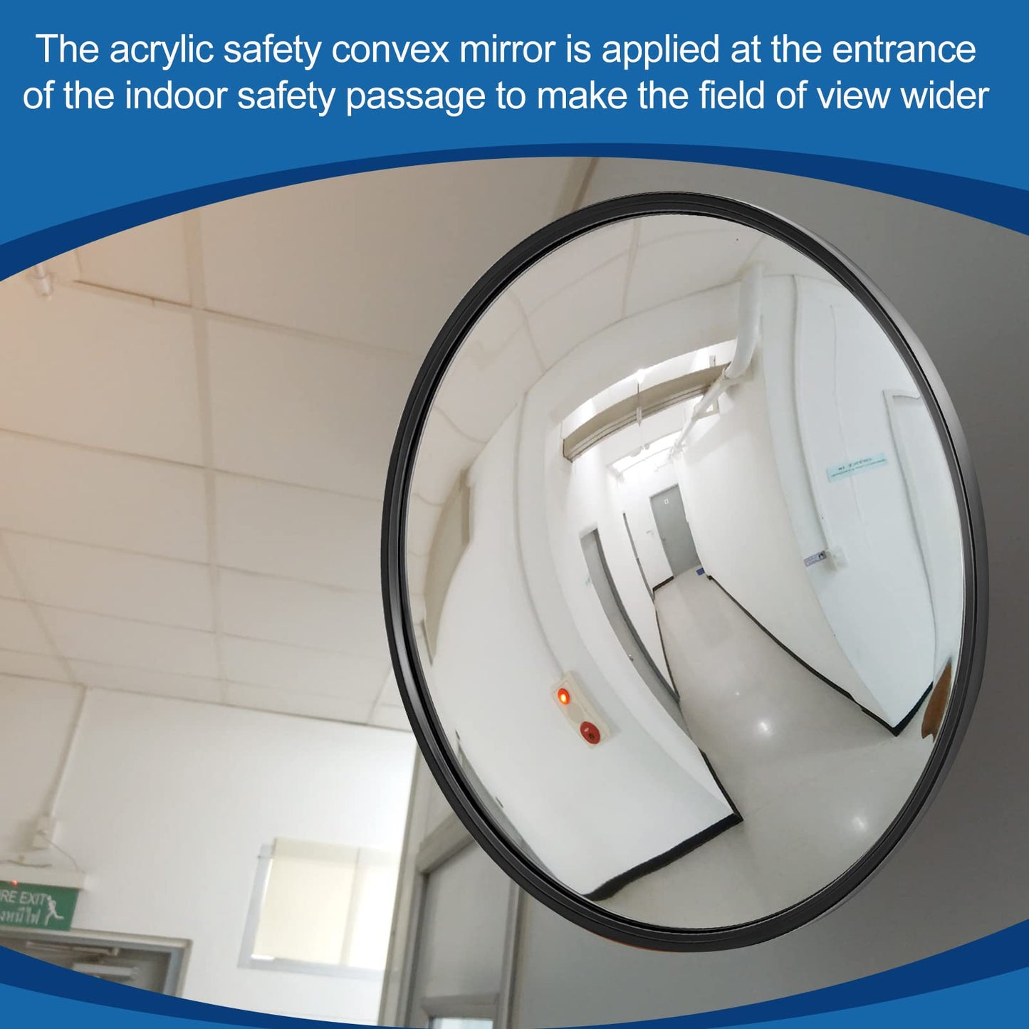 Maitys 2 Pcs Convex Mirror Acrylic Safety Security Traffic Corner Mirrors Adjustable Wide Angle View with Fixing Bracket for Indoor Outdoor Garage School Classroom Warehouse(24 Inch)