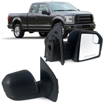 Lqito Right Passenger side Mirror with Power Glass, Outdoor Temperature Sensor and Manual Folding Fits 2015-2020 Ford F150 Without Turn Signal, Non-Heated Replace JL34-17682-BG (5 Pins)