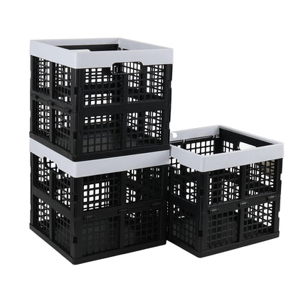 Oymlclivisa 18 L Collapsible Plastic Storage Crates, Square Foldable Crates for Storage, 3 Pack, Black
