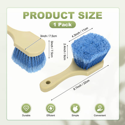 M METERXITY 1-Pack Bird Bath Cleaning Brush, 8.7" Plastic Bird Bath Cleaner with Ergonomic Handle for Fountain/Feeder/Outdoor Cleaning, Utility Hard Stiff Bristle Scrub [Beige Handle, Blue]