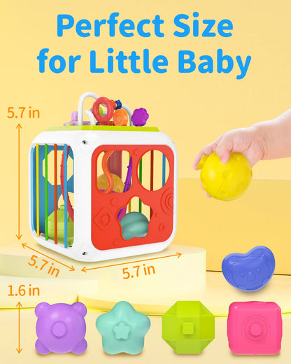 kecristv Montessori Toys for Toddler Girls Boys, Baby Sorter Learning Sensory Activity Cube, Toddler Girl Boy Easter Basket Stuffers Birthday Gifts, Baby Toys 18+ Months