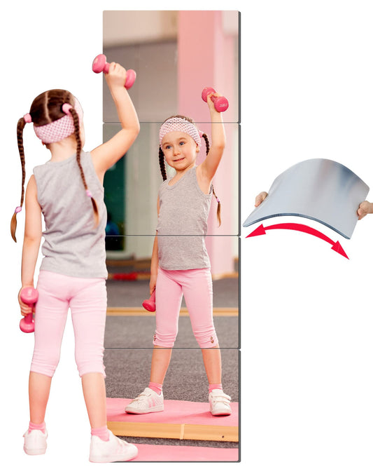 BQRIS Kids Safety Unbreakable Mirror,Acrylic Shatterproof Mirrors Full Length,12"x12"x4 Pack,Children Non Glass Stick on Mirror,Gym Mirror for Home Workout,Bedroom Body Mirrors Wall Dormitory
