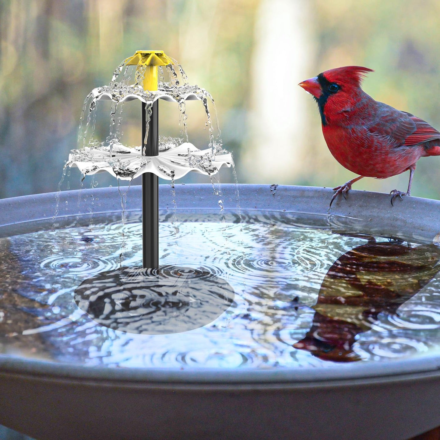 Lewisia 3-Tier Solar Bird Bath Fountain Water Pump Solar Powered Waterfall Feature for Birdbath Garden Backyard Pond Pool Outdoor Decoration 2.5W