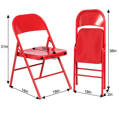 VECELO Metal Folding Chairs 4 Pack, Double Hinged Steel Frame Easy Foldable&Stackable for Office Kitchen Dinning Wedding Patio and Garden