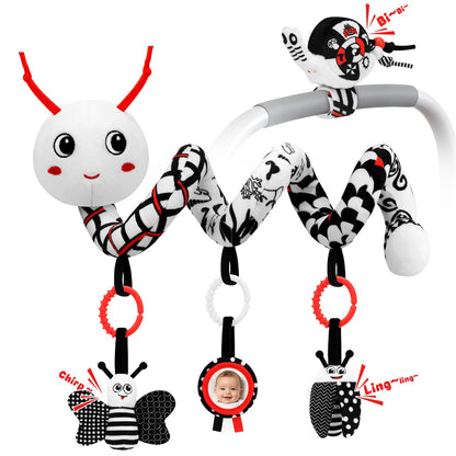 Zendstanding High Contrast Baby Toys for Newborn, Black and White Baby Sensory Toys 0-12 Months with Car Seat Toys & Soft Plush Toy, Activity Hanging Toys Velcro for Stroller Toys Baby Gifts