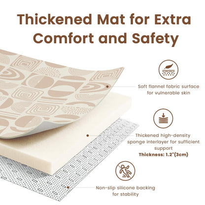 Omedecal 59"×71" Baby Play Mat for Floor & Playpen, 1.2" Thick High-Density Foam Nursery Mat for Tummy Time, Soft Plush Carpet with Non-Slip Bottom for Infant Toddler Baby Crawling & Playing (Khaki)