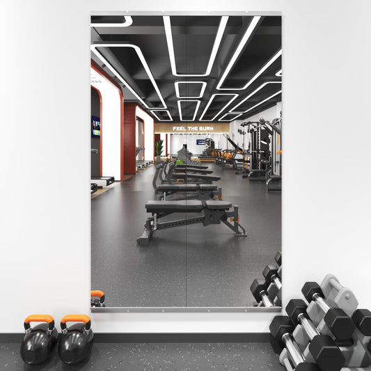 LOAAO Home Gym Mirror, 56"x16"-2 PCS Gym Mirrors for Wall, Frameless, Tempered Glass, Large Workout Mirrors for Home Gym, Dance Studio, Yoga Room, Garage Gym