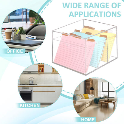4x6 Index Card Holder Acrylic Index Card Organizer Clear Index Card Box Flash Card Holder with 5 Index Card Dividers Recipe Cards Holder Notecard Storage Box 150 Ruled Cards Stickers For Office Desk