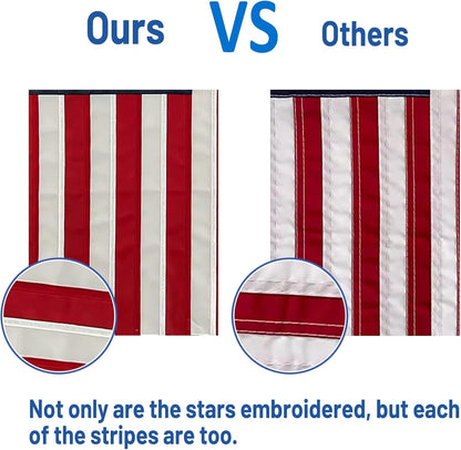 Bradford Embroidered American Garden Flag with Stand Holder, 12x18 inch American USA Garden Flag for Outside Yard Heavy Duty