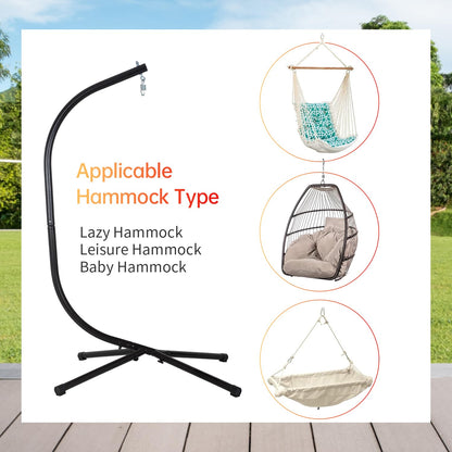 FDW Hammock Chair Stand, Outdoor Solid Steel Heavy Duty Construction for Hanging Hammock, Hanging Stand Max Load 400 LBS Air Porch Swing - 360 Degree Rotation