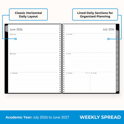 Blue Sky 2026-2027 Weekly and Monthly Academic Year Planner Calendar, July 2026 - June 2027, 8.5" x 11", Flexible Cover, Wirebound, Laminated Tabs, Enterprise