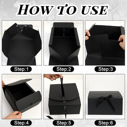HOMENERGY Bridesmaid Proposal Gifts Set 6 - "Will You Be My Bridesmaid Kit with Elegant Box Jewelry Box Glass Cup Invited Cards Knotted Bracelets Sunglasses Scrunchies Raffia Grass (Black, 54 Pcs