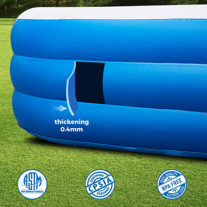 Inflatable Swimming Pool with Pool Lights, 130" x 72" x 22" Full-Sized Large Inflatable Family Pool, Summer Water Party, Outdoor, Garden Backyard, Suitable for Adults