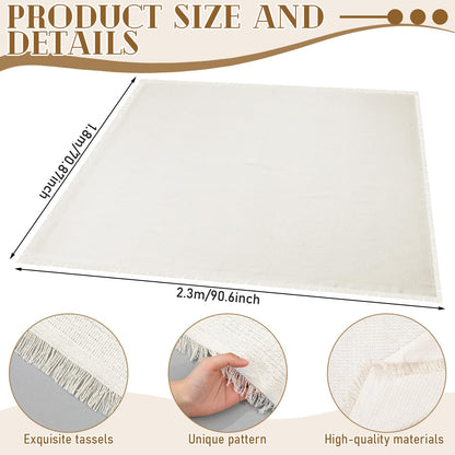 Hillsuren Giant Beach Blanket with Fringe 91 x 71 Inch Waffle Woven Cotton Oversize Yarn Outdoor Picnic Blanket Bohemia Sandproof Beach Towel for Spring Summer Camping Accessories(Milky White)
