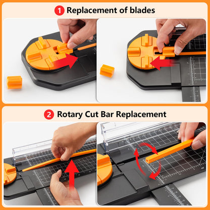 Ecraft 4-in-1 Paper Cutter - 12" Paper Trimmer Multi-Function Scrapbooking Tool with Straight, Wave, Perforated & Creasing Blades for Craft Paper,Cardstock, Coupon, Label, Photo,Postcard (Black)