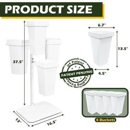 PROLEE Flower Display Stand with Buckets, Wedding Flower Cart Display Stand with Wheels,Flower Stand for Wedding Party, Events and Garden Decor (White)