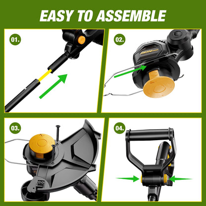HEINPRO Cordless String Trimmer Compatible with Dewalt 20V MAX Battery, 12-Inch Electric Weed Wacker, Auto Line Feed, Weed Eater Battery Powered Grass Trimmer, w/ 6 Line Spools, Black(Tool Only)