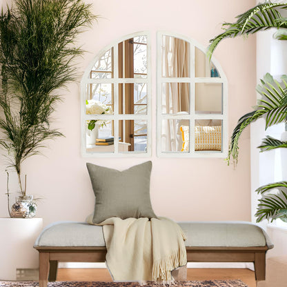FLORA Farmhouse Mirror, Arch Window Wall Mirror for Kitchen Bedroom Living Room Wall Decor, Set of 2