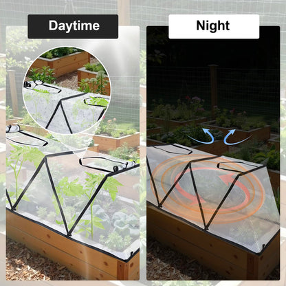 48" X 13.4" X 14" Foldable Plant Winter Frost Cover Protection for Garden Beds, Garden Row Accelerator Plants Cover with Insect Net Spring-Up Greenhouse Frost Cover for Vegetable Plant (2PCS)