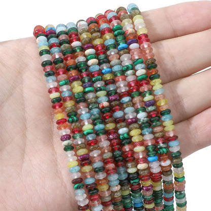 BEADIA Natural Mix Colored Disk Stone Beads 4x2mm 160pcs Rondelle Loose Semi Gemstone Beads for Jewelry Making Design