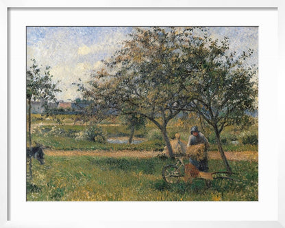 ART.COM Wall Art Print Orchard, the Wheelbarrow on White Frame by Camille Pissarro, 29" x 23"