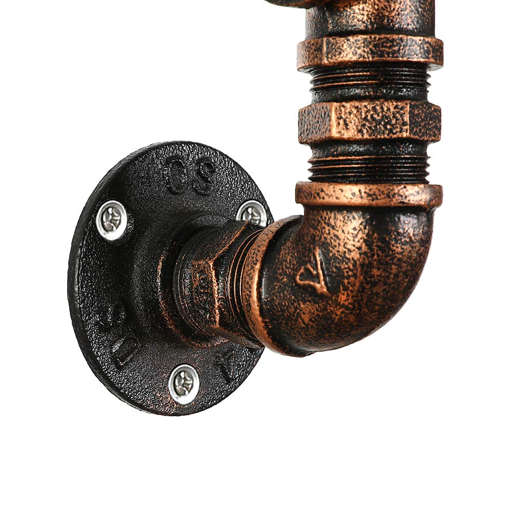 LITFAD Industrial Wall Sconce Vintage 47" Multi Lights Farmhouse Wall Light with 8 Lights and Water Pipe Bar Style Antique Wall Lamp for Living Room, Hallway, Restaurant