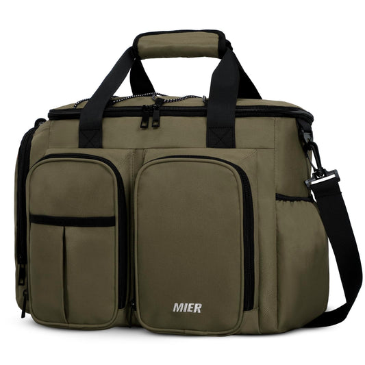 MIER Lunch Box for Men Heavy Duty Insulated Lunch Bag 20 Cans Large Leakproof Soft Cooler Bags with Multiple Pockets for Picnic Work Travel (Army Green)