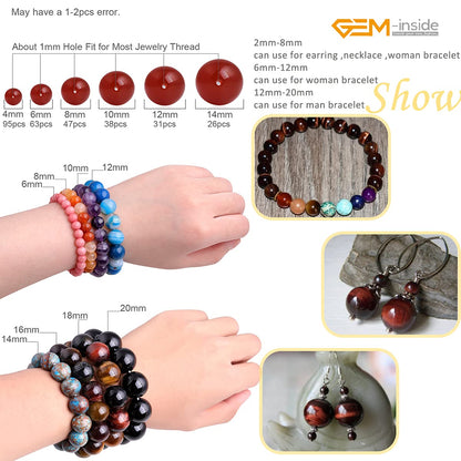GEM-Inside Natural AAA Grade 8mm Red Tiger Eye Loose Stone Beads for Jewelry Making Beads Strand 15"