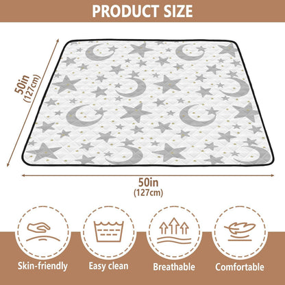 KICPOAY Baby Play Mat Stars Moon Pastel Grey 50 x 50 Playpen Mats for Floor Play Gym Crawling Mat Non-Slip Cushioned Baby Playmat for Infants, Babies, Toddlers