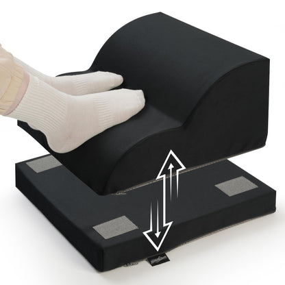 Removable & Washable Foot Rest for Under Desk, 2-Tier Adjustable Foot Stool for Office and Home, Ergonomic Footrest for Seating Comfort at Work/Study (Machine Washable Cover-Black)