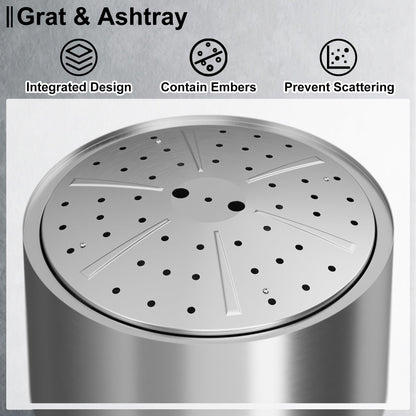 HongTaok 20 Inch Smokeless Fire Pit with Removable Ash Pan, Fire Pits for Outside Wood Burning, Portable Bonfire Outdoor Firepit, Waterproof Bag & Poker Included, Stainless Steel, Camping Backyard