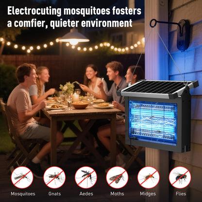 Solar Bug Zapper Outdoor Waterproof, Mosquito Zapper USB-C Rechargeable Solar Bug Zapper Outdoor, 4500V Electric Bug Zapper, Mosquito Trap Fly Zapper Killer for Patio Garden Backyard Camping Garage