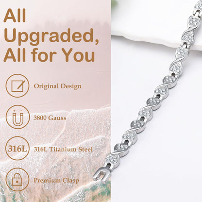Feraco Ultra Strength Magnetic Bracelets for Women with 3800 Gauss Magnets, Stainless Steel Magnet Bracelet, Adjustable with Sizing Tool