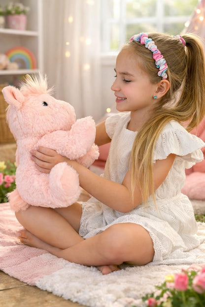 Laila and Lainey Pink Unicorn Stuffed Animal – 10” Fluffy Plush Unicorn with Gold Sparkly Horn for Girls