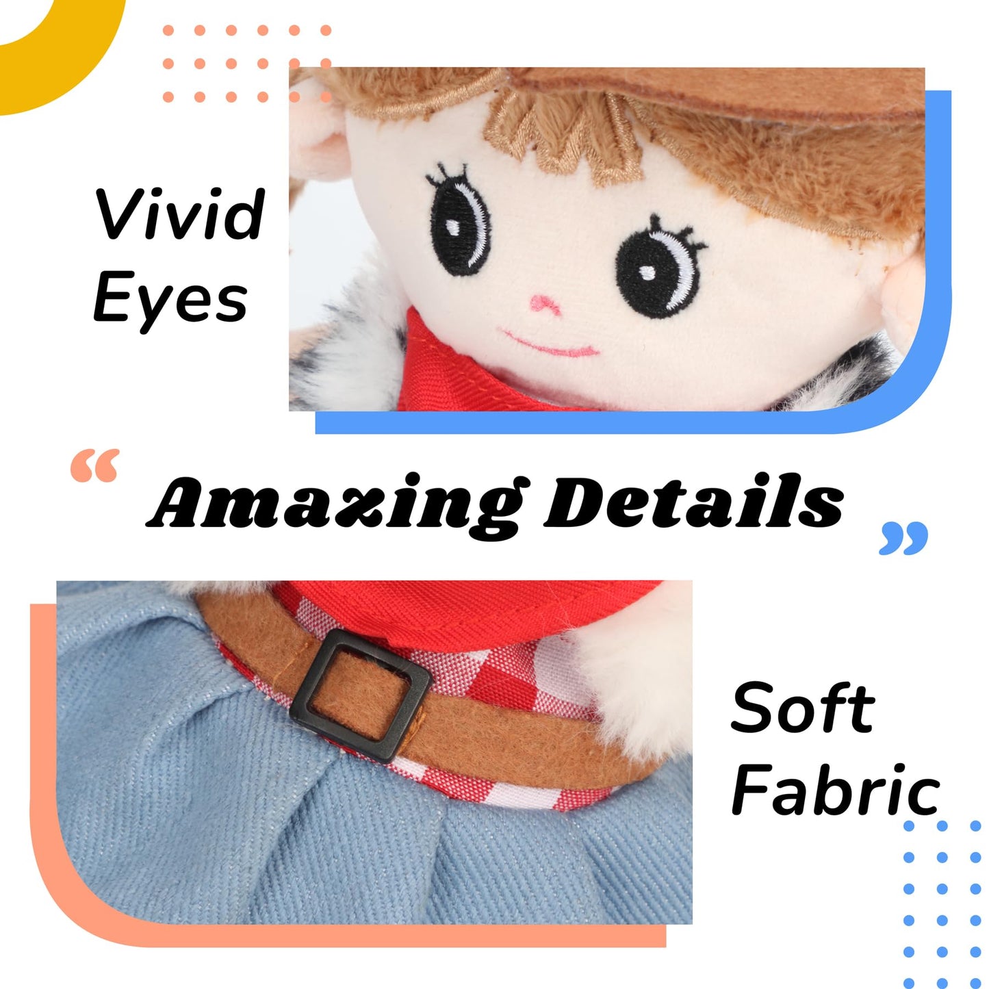 Hopearl Talking Singing Cowgirl Repeats What You Say Girl Walking Doll Electric Interactive Animated Toy Speaking Plush Buddy Gifts for Toddlers, 8''