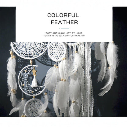 Dream Catcher Wall Decor,Large Boho Dream Catcher with Luxurious Feathers & Beads, Handmade Wall Hanging for Bedroom,Living Room, Gift Ready for Girls & Adults (Floral)