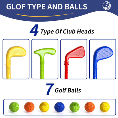 WATUDOU Toddler Golf Set Toys for Kids, Kids Toddler Golf Clubs with 7 Balls, Putting Mat & Golf Board, Toys Gifts for 3 4 5 6 Year Old Boys, Christmas Birthday Gifts for 3 4 5 6 Year Old Boy Kids