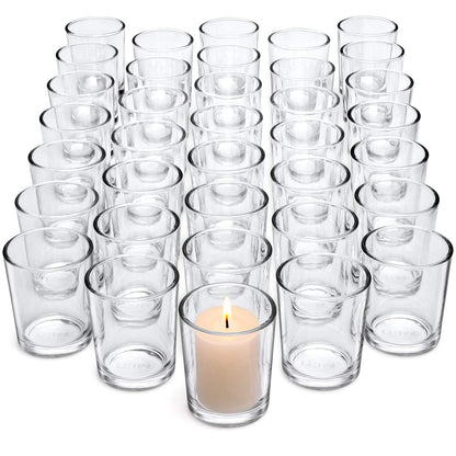Letine 36-Pack Votive Candle Holders - Clear Glass Tea Light Holders - Glass Votive Candle Holder Bulk for Wedding Centerpieces/Home Table Decor/Propose/Christmas and Spring Party Decor