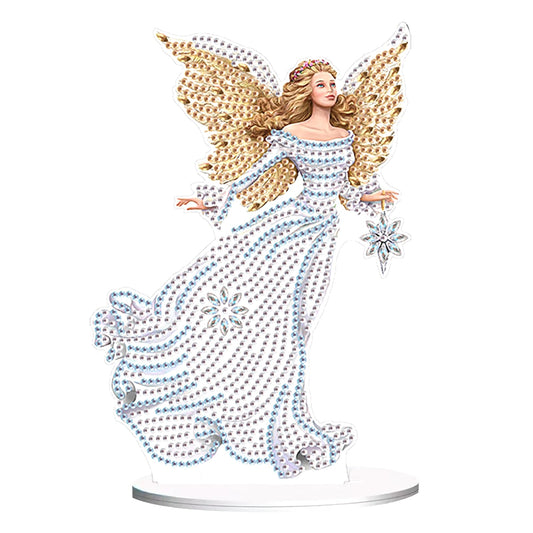 JZHYOAN Angel Diamond Art Desktop Ornaments Gem Painting Table Ornaments Diamond Painting Desk Stand DIY Desktop Kits with Special Shape Gem Art for Adults Crystal Arts Mosaic Kit
